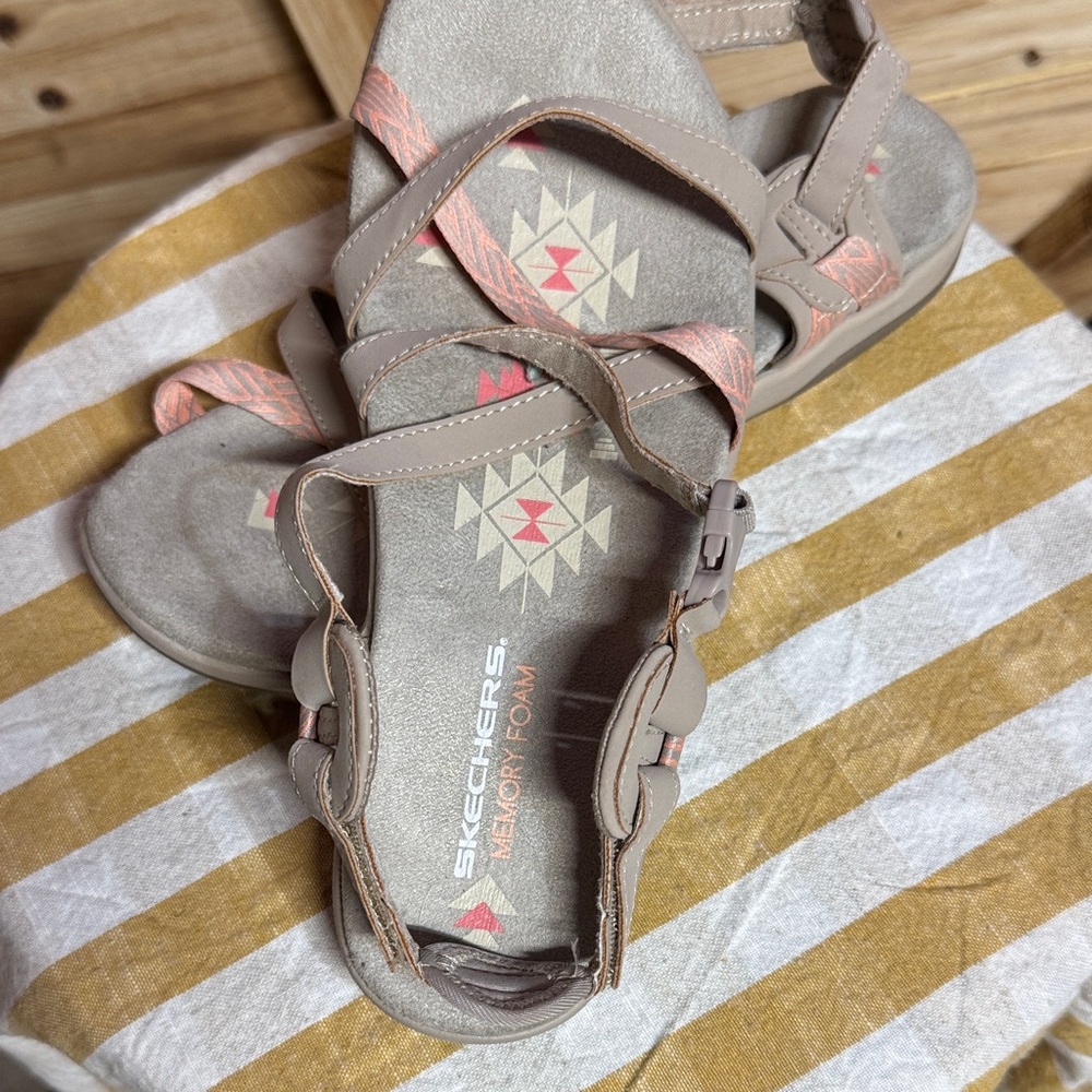 Skechers Women's Taupe and Coral Sandals